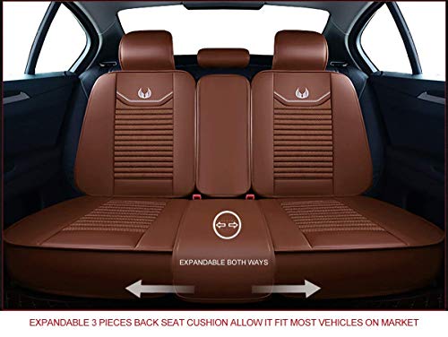 Oasis Auto Car Seat Covers Accessories Full Set Premium Nappa Leather Cushion Protector Universal Fit For Most Cars Suv Pick-Up Truck, Automotive Vehicle Auto Interior Décor (Os-008 Brown) #TOP3