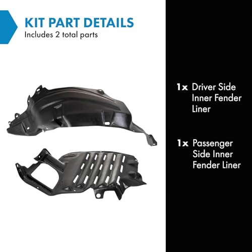 Image of TRQ Inner Fender Liner Set Compatible with 2001-2005 Mazda Miata MA1248122 MA1251109