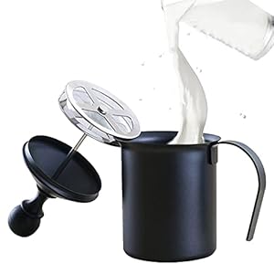Adesugata melkopschuimer, handmatig, 400 ml / 800 ml, roestvrij staal, dubbel gaasschuim, voor warme chocolade…