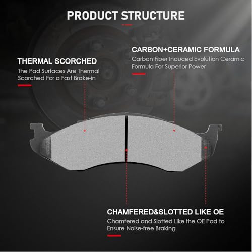 Image of CCIYU D477 Front Ceramic Disc Brake Pads Kit - 4PCS for Jeep Comanche 90-92, Cherokee 90-01, Grand Cherokee 93-98, Wagoneer 90, Wrangler 90-95, 97-06