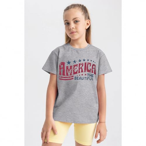 Image of IZYJOY Girl Boy 4th of July Shirt Kid America The Beautiful T Shirt USA Flag Star Stripes Patriotic Short Sleeve Tees Tops