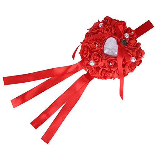 Telituny Anneau Oreiller Boîte-Romantique Rose Faveurs De Mariage Coeur Perle Cadeau Bague Coussin Coussin Blanc Rouge Cover