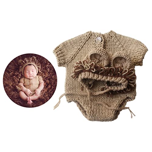 YeahiBaby Accessoires de Photographie de bébé Nouveau-né Mignonne Conception de Photo de Lion prenant des Tenues Costumes Unisexe tricotés