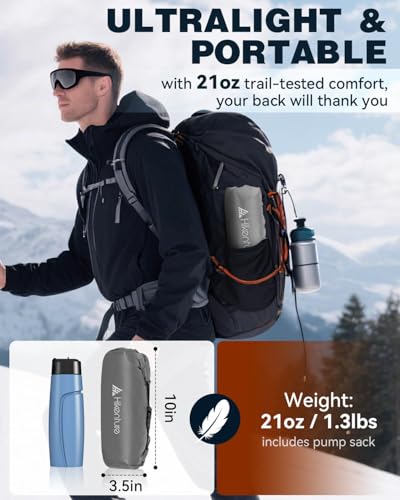 Image of Hikenture Camping Sleeping Pad with 6.2 R-Value, Ultralight Camping Mattress for All Season, Compact & Insulated Sleeping Mat for Backpacking,Hiking,Outdoor