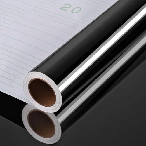 Image of CREON Glossy Black Peel and Stick Wallpaper Waterproof Easy to Clean Roll Decorative Kitchen Cabinet Table Closet (in 12X60, Black Glossy WP)