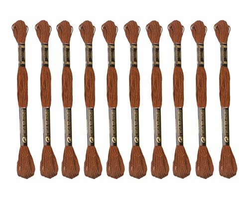 Image of 12 Skeins Embroidery Cotton Floss is 100% Egyptian Long Fiber Cotton of 8.75yds Each Cotton Cross Stitch Thread for Hand Embroidery DIY Creation and Friendship Bracelet String (12, Brown)