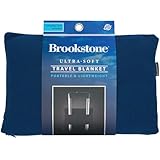 Brookstone Travel Blanket - 2-in-1 Super Soft Fleece Lightweight Throw Blanket with Carrying Pouch, Airplane & Car Travel Essentials, Blue Foot Pocket