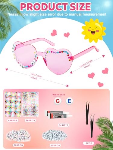 20 Pairs DIY Heart Shaped Sunglasses for Women Girl Colorful Rainbow Glasses Rimless Fun Trendy Transparent Heart Sunglasses Party Favors2
