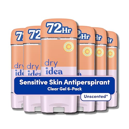 Dry Idea Gel Deodorant & Antiperspirant for Women - Hypoallergenic for Sensitive Skin, 2X Longer Sweat Protection*, 72Hr Odor Protection, Unscented, Womens Deodorant, 3 oz (Pack of 6)