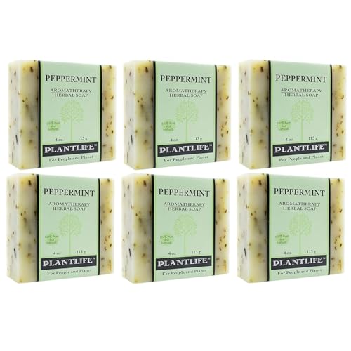 Plantlife Peppermint 6-pack Bar Soap - Moisturizing and Soothing Soap for Your Skin - Hand Crafted Using Plant-Based Ingredients - Made in California 4oz Bar