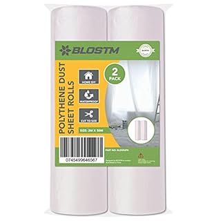 BLOSTM Paint Protection Tarpaulin – 2 x Large Transparent Plastic Tarpaulin for Carpet and Furniture Protection, Decorative Projects and DIY – 2 m x 50 m