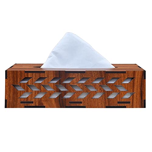 Image of KBR Wooden Tissue Paper Box | Decorative and Stylish Wooden Tissue Holder Stand for Car, Home, Office Desk, Resturant and Cafeteria (Rectangle)