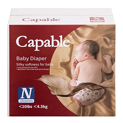 Image of Capable Newborn Diapers 126 Count, Triple Leak-Proof Baby Diapers, Hypoallergenic Disposable Diapers with Wetness Indicator, Extra-Absorbent, Light and Snug, Diapers Size NB