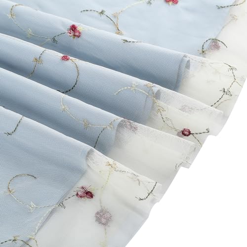 Image of Tulle Embroidery Floral Dress for Women Sleeveless Mesh Flower Embroidered Tulle Prom Dress Summer Wedding Tea Party Dress