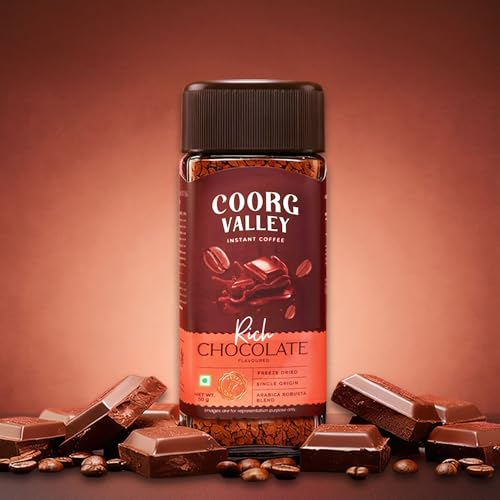 Image of Coorg Valley Rich Chocolate Instant Coffee 50g | Chocolate Flavoured Coffee | Premium Blend of Robusta & Arabica | Freeze Dried | Bold & Strong Flavor