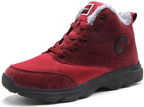 BomKinta Women's Snow Boots Keep Warm Surface Anti-Slip Soft Sole Warm Fur Lined Winter Ankle Booties Red Size 5.5