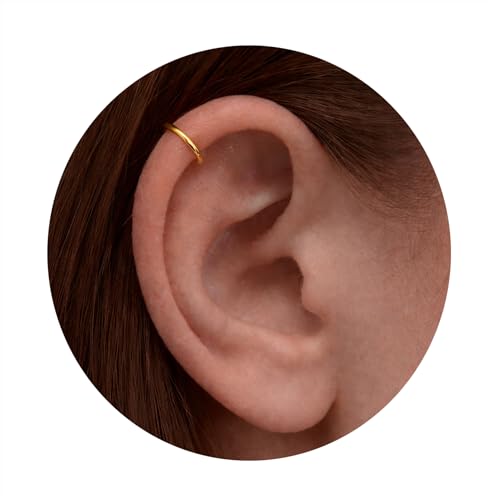 Gold Cartilage Earring - 18 Gauge 8mm Gold Helix Hoop - 14k Gold Filled Helix Earrings for Women - Small Cartilage Hoops
