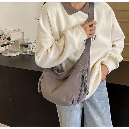 Image of Crescent Shoulder Bag Nylon Crossbody Bag for Women Nylon Hobo Bags Slouchy Sling Purse Dumpling Bags