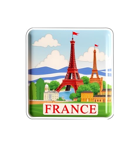 Image of Gift Me Bazar Country Fridge Magnet for Home Kitchen Refrigerator Door Stylish Decor Multicolored Souvenir Gift | Country Theme MDF Wooden Fridge | Souvenir Travel Magnets (France Fridge Magnet)