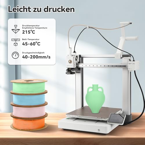 Image of 3DHoJor Matte PLA Filament 1.75mm, 1kg*4 Bundle Cardboard Spool PLA Filament 1.75 PLA 3D Printing Filament, Print with Most 3D Printers-Green,Pink,Blue,Tangerine