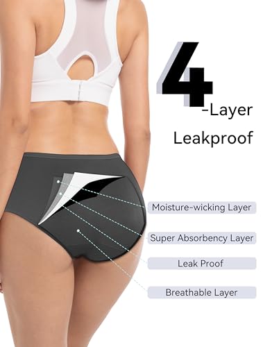 Period Underwear for Women Heavy Flow Soft Absorbent Menstrual Panties Teens Incontinence Leakproof 3 Pack4