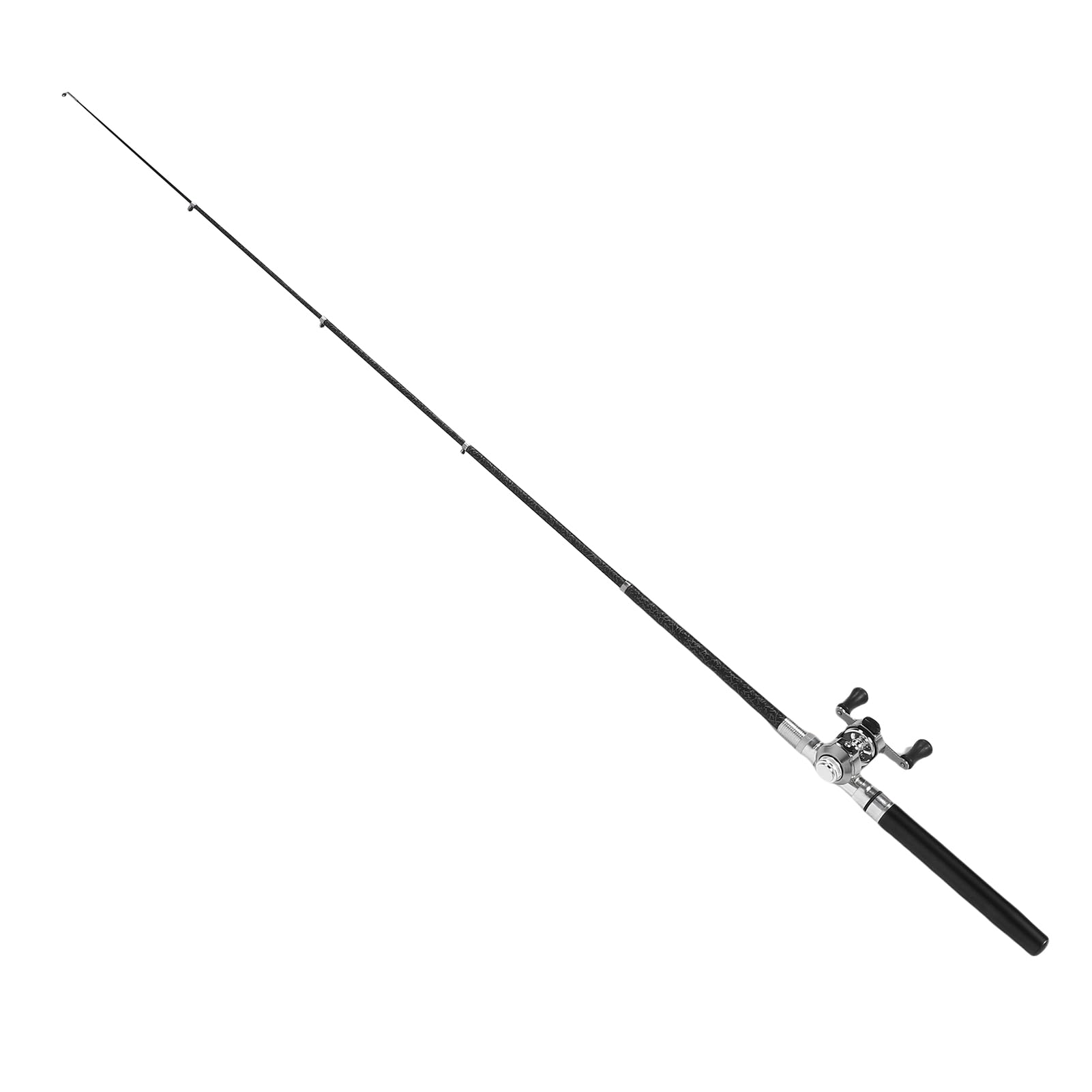 Przenośny Kieszonkowy Teleskopowy od 21 Cm do 95 Cm Mini Pen Fishing Combos i Kołki, Kieszeni na Rybak z Kołowrotkiem, do Połowy Lodowej River Lake i Tak Dalej (BLACK)