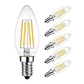 LVWIT B11 LED Edison Filament Bulb Dimmable 60W Equivalent, E12 Candelabra Base 2700K Warm White Candle Light Bulb, UL-Listed (6 Pack)