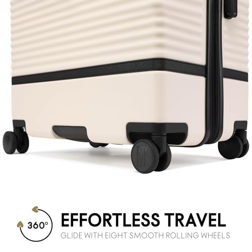 ELLE Belleville 3 Piece Expandable Retro Spinner Luggage Set | Champagne4