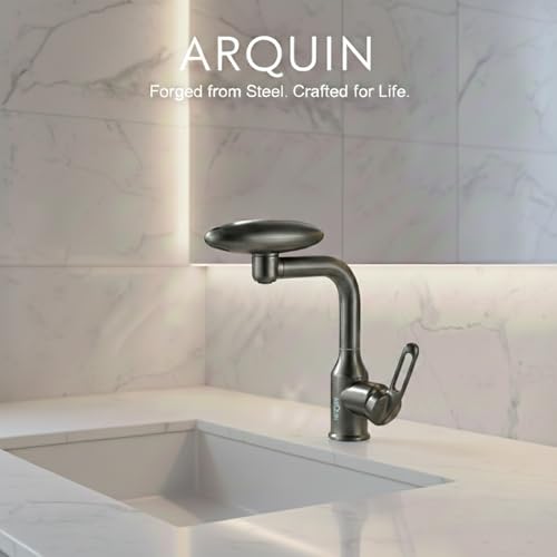Image of ARQUIN Pull Down Kitchen Faucet SS304 Kitchen Sink Tap Faucet- Hot and Cold with 360 Swivel Deck Mounted Dual Spray Kitchen Tap for Home Sink (Waterfall Pullout Sink Mixer Black)