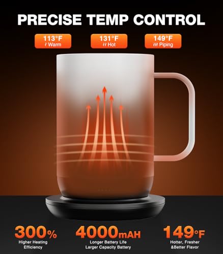 Image of Kepwam Self-Heating Coffee Mug T1, 16oz Rechargeable Heated Coffee Mug, Smart Coffee Warmer Mug with App-Controlled,Advanced Temperature-Controlled Heating Coffee Gifts for Women Men Coffee Lover
