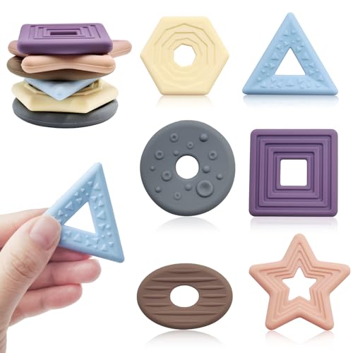 Steemjoey 6 Stücke Silikon Fidget Toys Sensory Stones, Stressabbau Sensorik Anti Stress Spielzeug, Texturierte Sorge Stein Finger Worry Stone, für Kinder und Erwachsene Weihnachten Geburtstag Geschenk