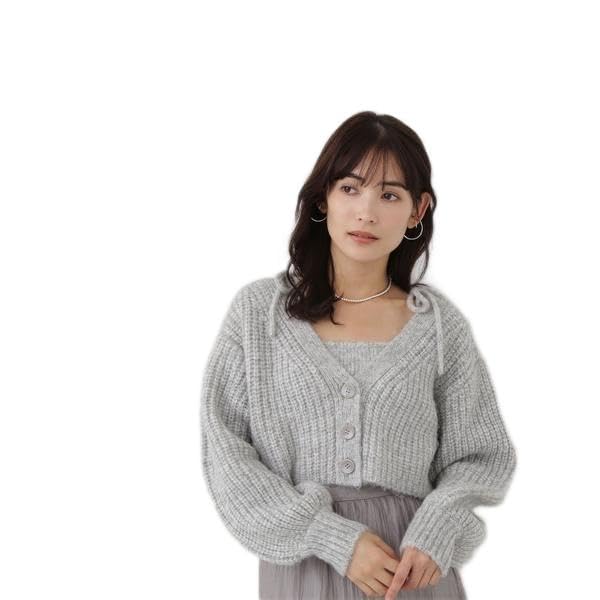 極美品！セリーヌ リボン付アンサンブル ニット カーディガンM インナーベストL INGNI（イング）の「リボン付シアー半袖ニットカーディガン＋