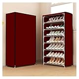 Zapatero modular – Zapatero rojo de 7 capas para dormitorio y sala de estar – Muebles de almacenamiento de zapatos elegantes y estante de zapatos que ahorra espacio para el hogar