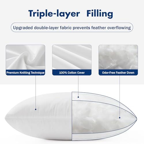 Image of MIULEE 14x22 Inch Down Feather Pillow Insert with Cotton Fabric