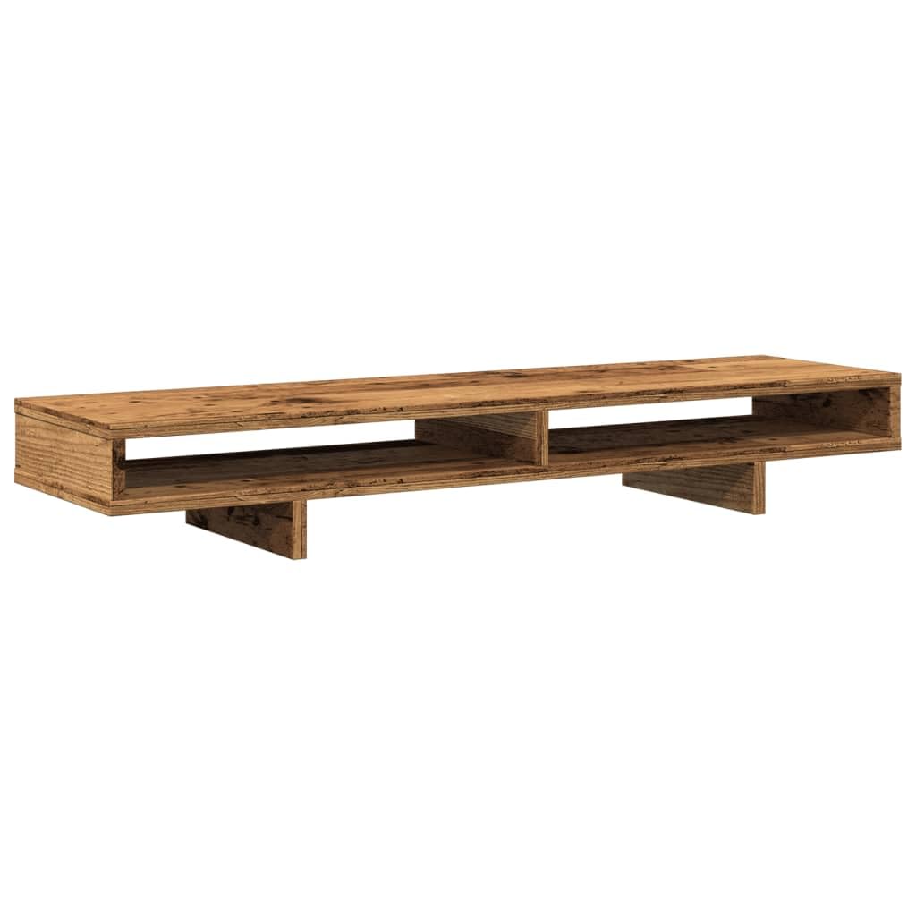 Mangloder - Supporto per monitor, effetto legno anticato, 100 x 27 x 15 cm, per lavorare ergonomicamente in casa e in ufficio, con spazio di archiviazione, gestione dei cavi e capacità di carico