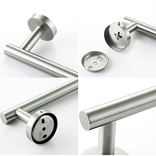 Nolimas 9 Inch Silver Bath Hand Towel Bar Sus 304 Stainless Steel Towel Rod Rack Holder Round Wall Mounted Suit For Kitchen,Bathroom,Living Room&Toilet,Anti Rust Brushed Nickel thumb #5