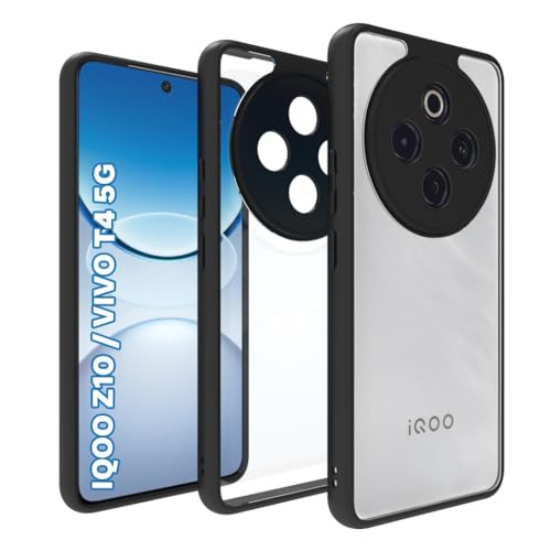 Image of KAPAVER Hybrid Back Cover Case Compatible with IQOO Z10 / VIVO T4 5G (PC+TPU) (Black)