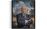 Donald Trump at White House President Unframed Wall Art Print Poster, Official Presidential Portrait Artwork Decor Gallery Collection, Painting Vintage Art Decor 85 (Donald Trump at White House, 14"L x 11"W, Unframed)