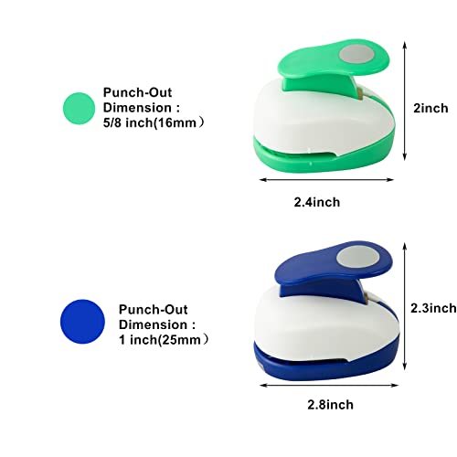 image for QIQQIKIN 2PCS Circle Punch 1inch+ 5/8inch Hole Punch Shapes Paper Punc