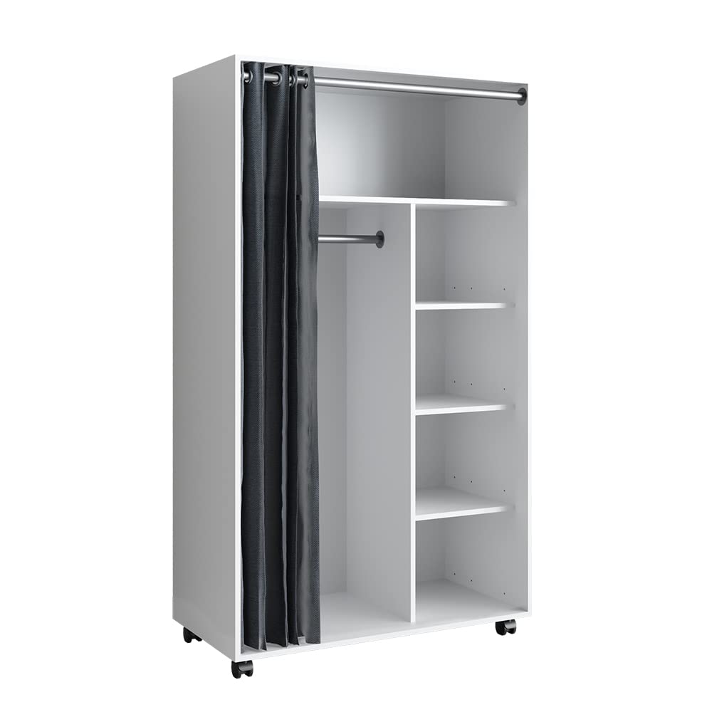 Vicco Armadio multifunzione Doros Bianco 100x168 cm con rulli