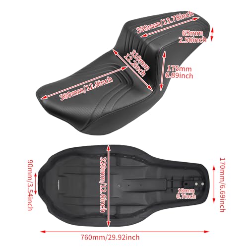 HDBUBALUS Motorcycle Seat Driver Passenger Touring Seat Fit for Harley Electra Glide Classic Street Glide Road Glide 2009-later (Black Stitching, #2 Seat Only) by HDBUBALUS - Image 4