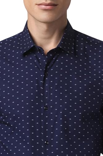 Image of Peter England Men's Cotton Slim Fit Ditsy Printed Full Sleeve Shirt