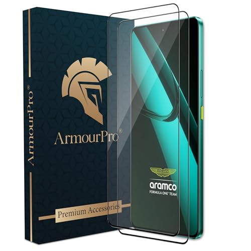 Image of ArmourPro Military Grade Gorilla Tempered Glass Compatible For Realme GT 7 (6.78 Inch) With Easy Installation Kit for Smartphone| Edge To Edge Coverage | Black, Pack of 2