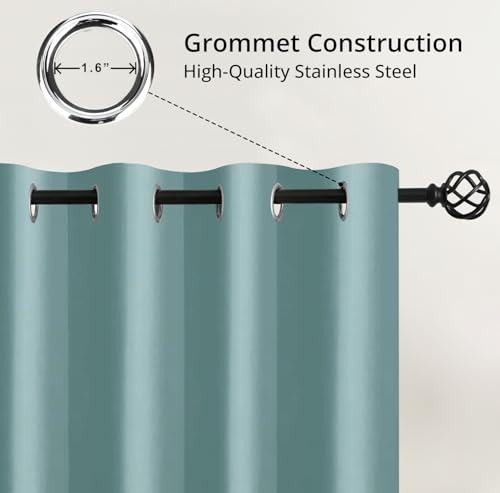Image of Cloth Fusion 75% Blackout Window Curtains 5 Feet Long Set of 2, Room Darkening Parda with Stainless Steel Grommets for Home Decor (5x4 Feet, Aqua Blue)