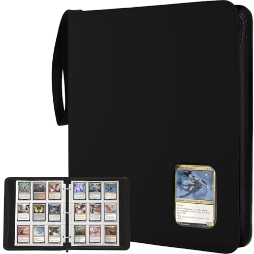 Card Binder 9 Pocket, Trading Card Binder with Clear Window Design, 720 Double Sided Pocket PU Collection Binder, Card Albums for MTG, TCG, and Sports Cards(Black)