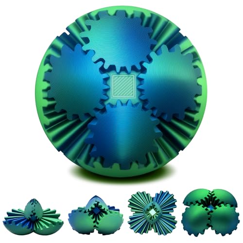 Gear Ball 3D Printed Gearsphere Fidget Toy Sensory Toys for Stress and Anxiety Relief Suitable for Autism and ADHD Fidget Gear Ball Stocking Stuffers for Adults & Kids Gift(Forest Green 3.1 Inch)