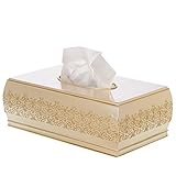 Creative Scents Shannon Rectangular Tissue Box Cover, Decorative Bath Tissues Paper Napkin Holder- Resin Rectangle Napkins Container- Durable Bottom Slider- for Elegant Bathroom DÃ©cor