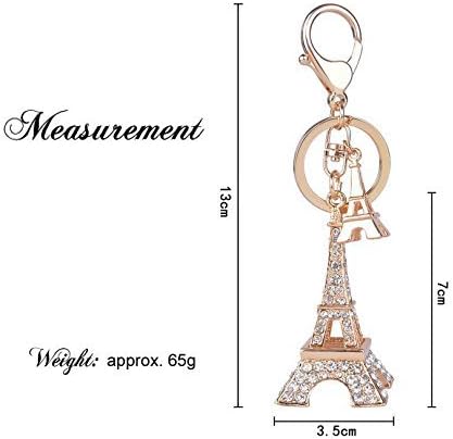 Yosoo Rhinestone Eiffel Tower Shaped Keychain, Cute Crystal Eiffel Tower Keyring, Pendants for Purse or Other Craft Project (Size: Approx 4.5 * 3.5cm / 1.77"*1.38")
