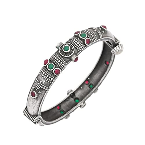 V L IMPEX Light Weight Oxidized Antiqus Sliver Handmade Bass Kada For Grils And Womens