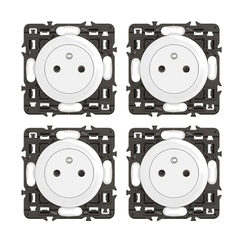 LEGRAND - Prise Electrique Murale avec Terre Céliane Surface - Prise Affleurante avec Socle Rétractable - Blanc - A compléter avec des plaques de finition -...